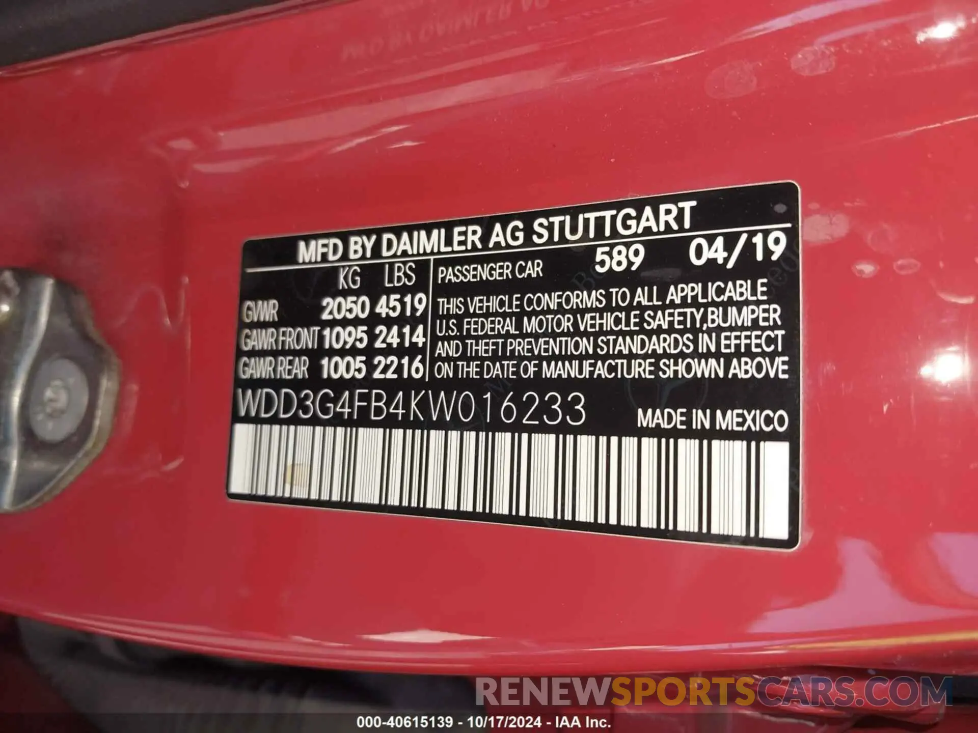 9 Photograph of a damaged car WDD3G4FB4KW016233 MERCEDES-BENZ A 220 2019