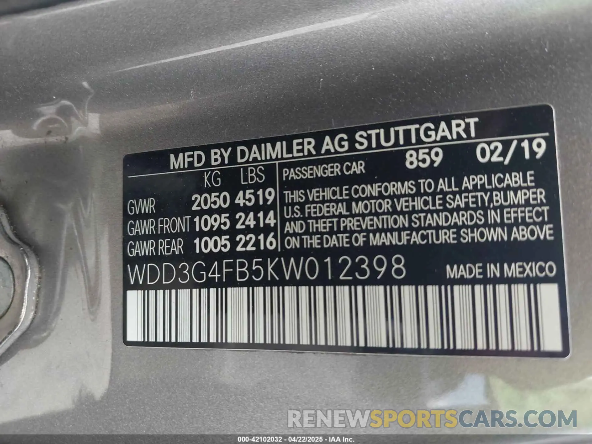 9 Photograph of a damaged car WDD3G4FB5KW012398 MERCEDES-BENZ A 220 2019