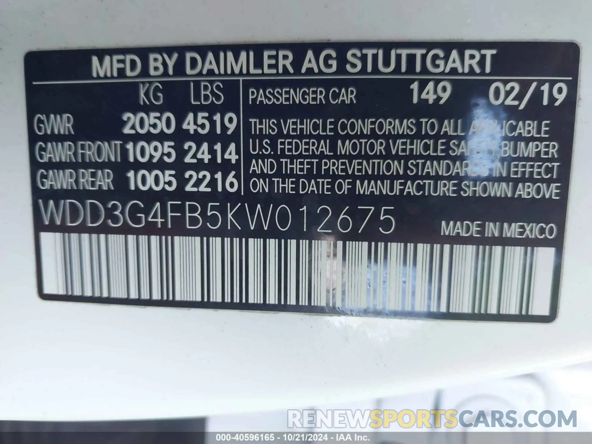 9 Photograph of a damaged car WDD3G4FB5KW012675 MERCEDES-BENZ A 220 2019