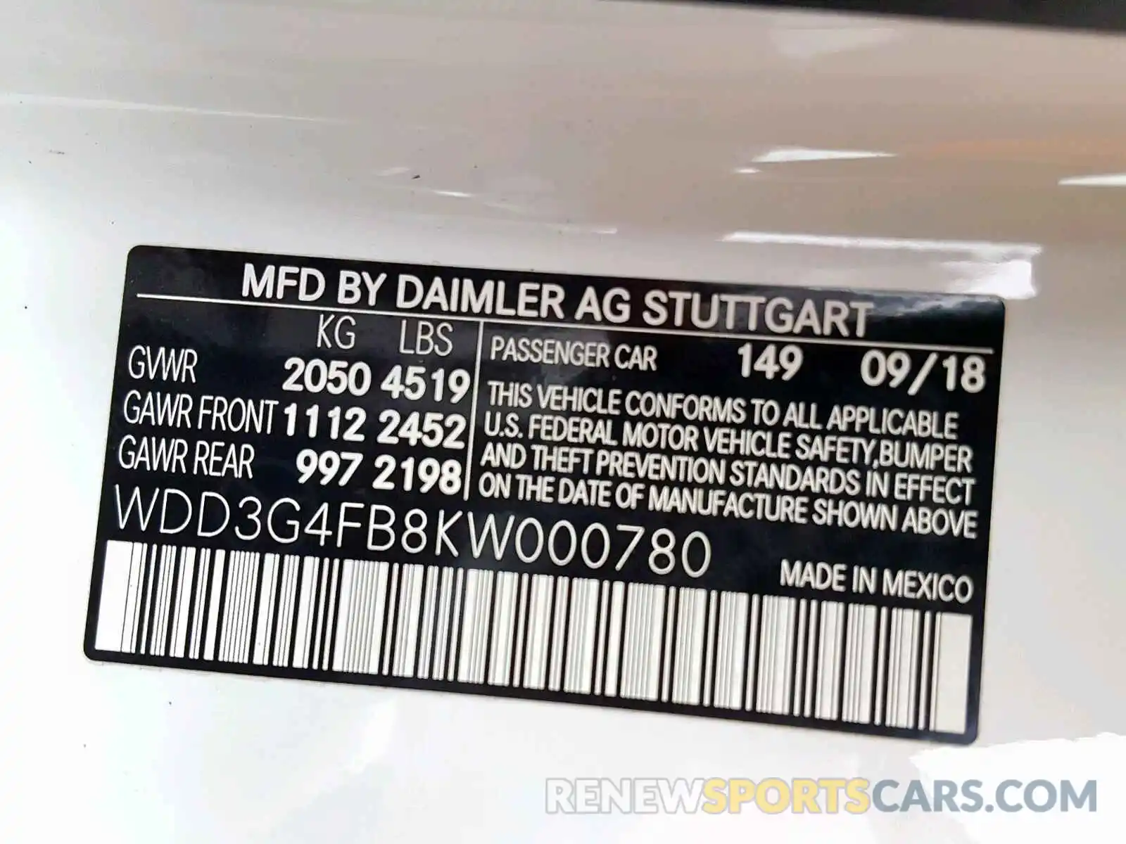 10 Photograph of a damaged car WDD3G4FB8KW000780 MERCEDES-BENZ A 220 2019