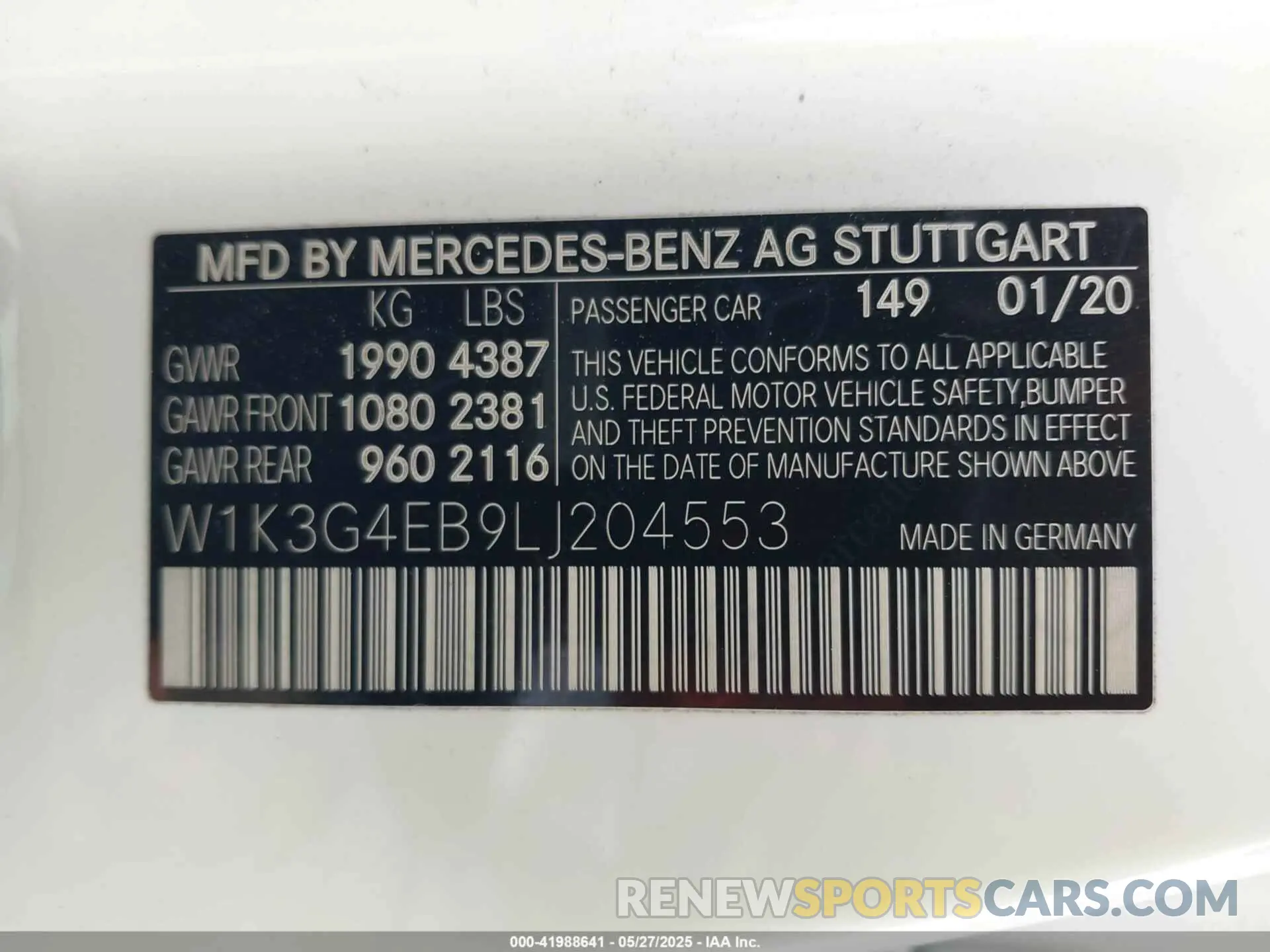 9 Photograph of a damaged car W1K3G4EB9LJ204553 MERCEDES-BENZ A 220 2020