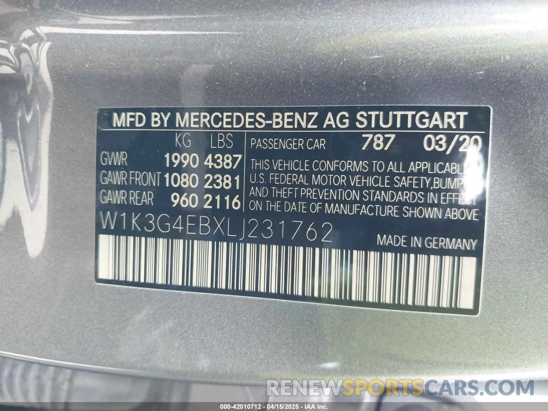 9 Photograph of a damaged car W1K3G4EBXLJ231762 MERCEDES-BENZ A 220 2020