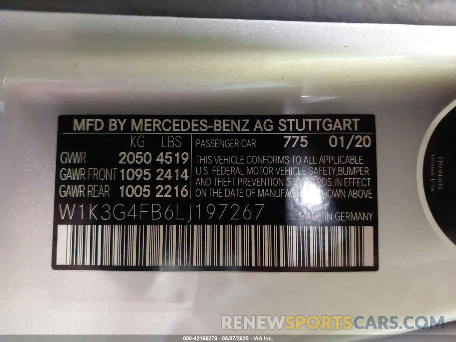 9 Photograph of a damaged car W1K3G4FB6LJ197267 MERCEDES-BENZ A 220 2020