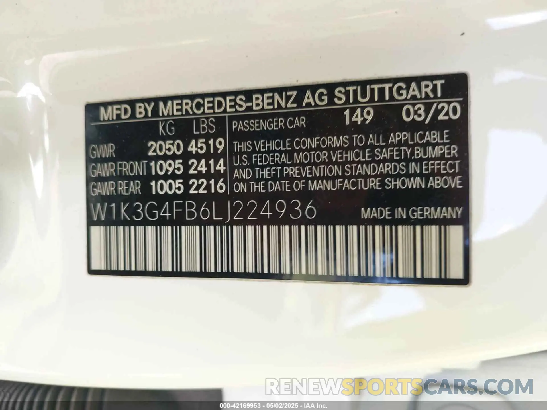 9 Photograph of a damaged car W1K3G4FB6LJ224936 MERCEDES-BENZ A 220 2020