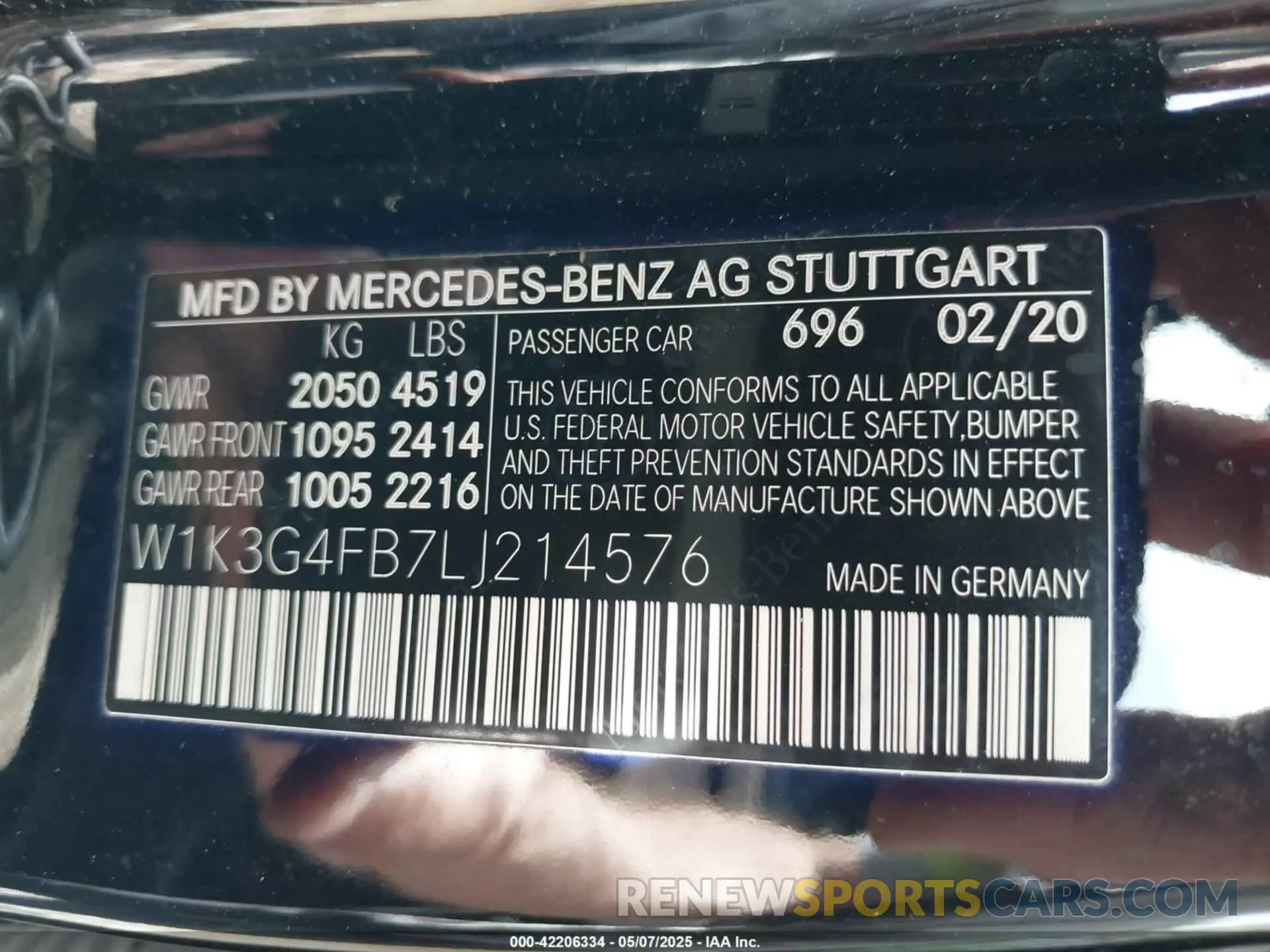 9 Photograph of a damaged car W1K3G4FB7LJ214576 MERCEDES-BENZ A 220 2020