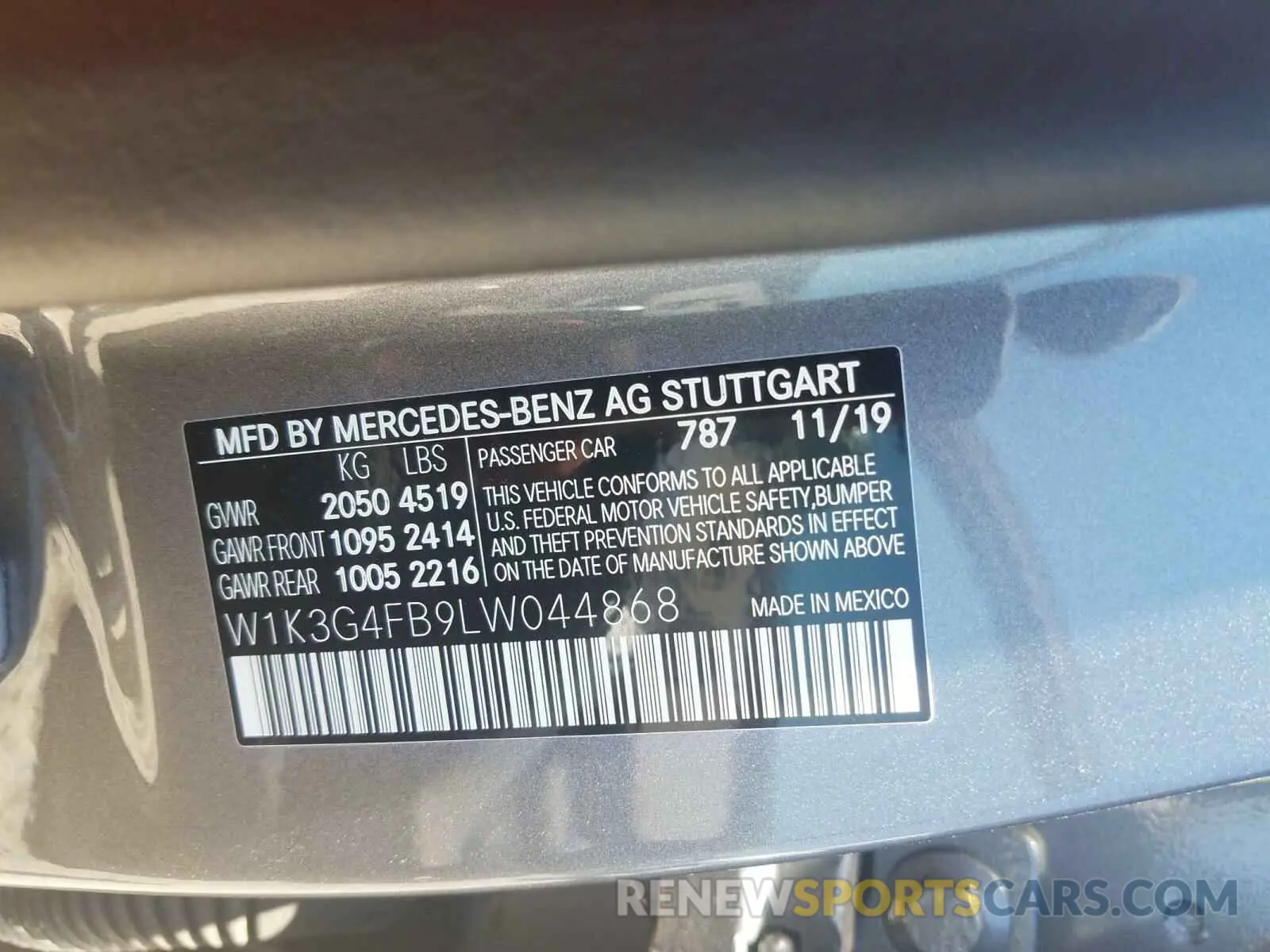 10 Photograph of a damaged car W1K3G4FB9LW044868 MERCEDES-BENZ A 220 2020