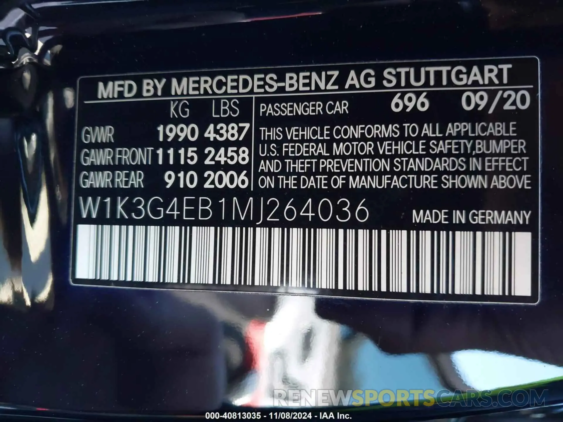 9 Photograph of a damaged car W1K3G4EB1MJ264036 MERCEDES-BENZ A 220 2021