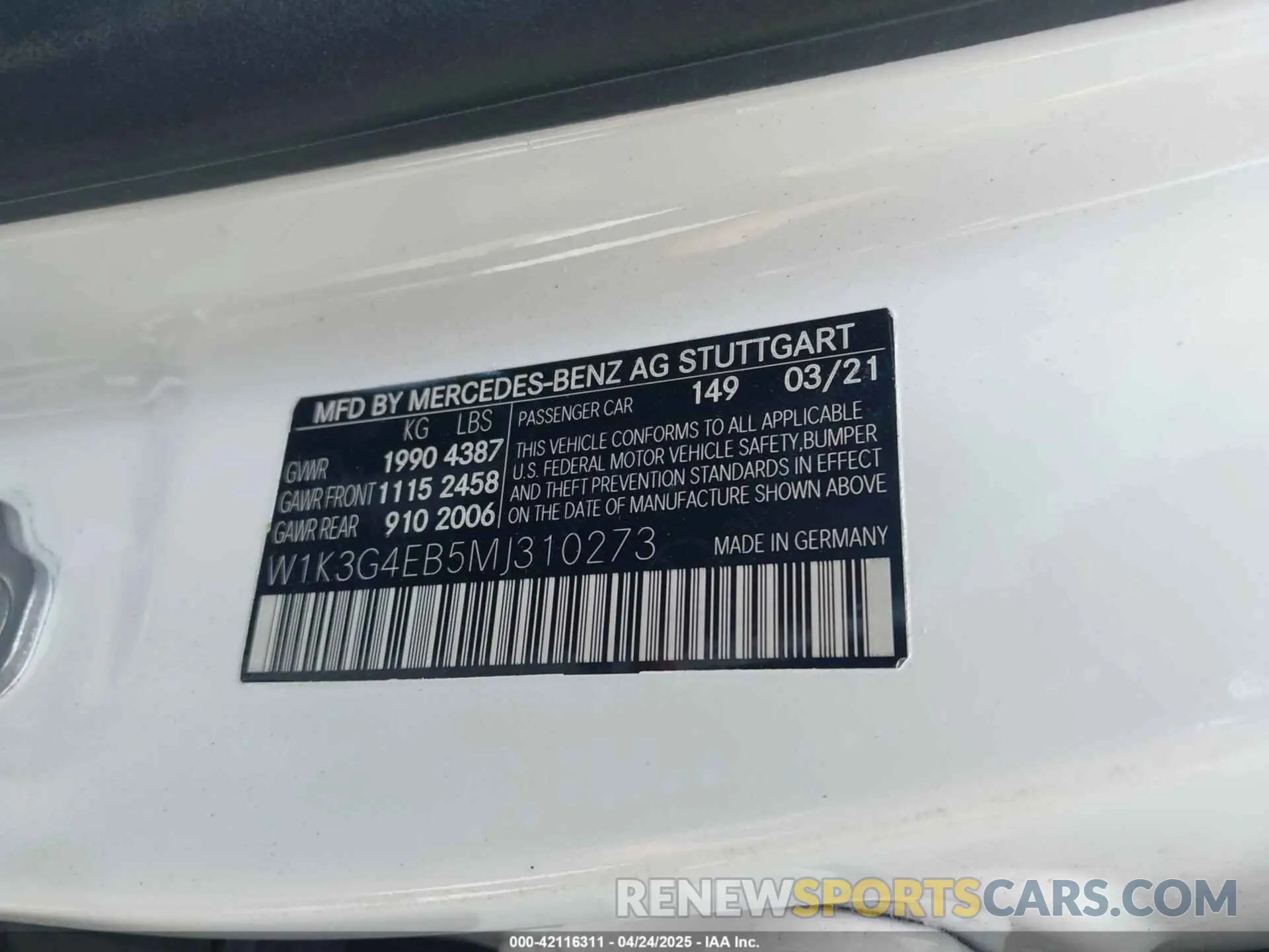 9 Photograph of a damaged car W1K3G4EB5MJ310273 MERCEDES-BENZ A 220 2021