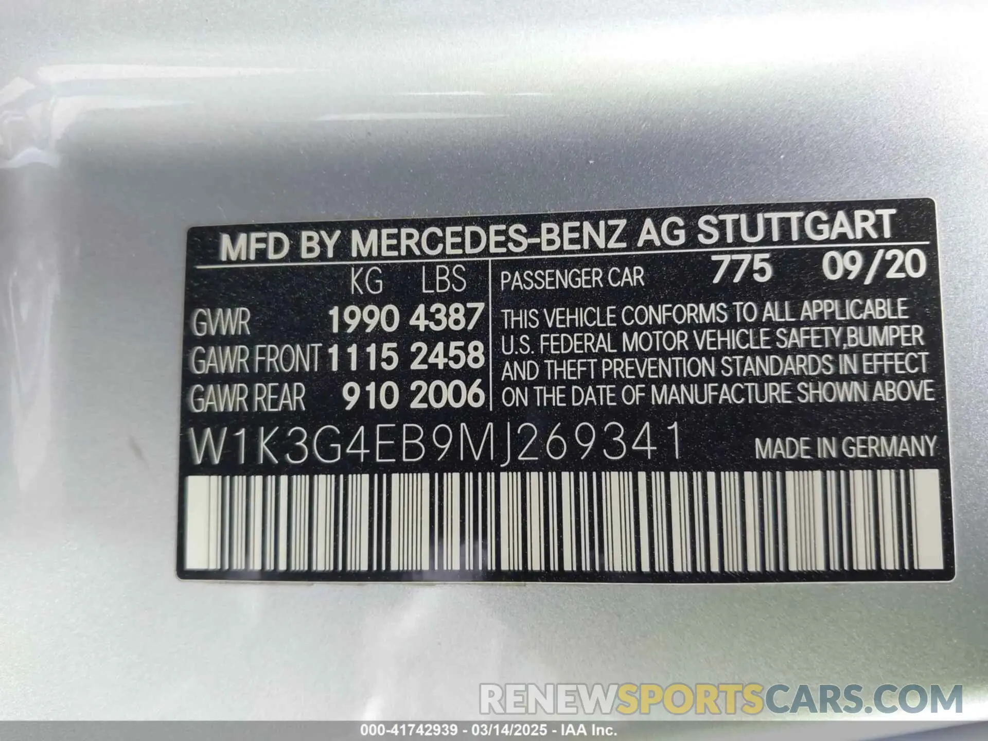9 Photograph of a damaged car W1K3G4EB9MJ269341 MERCEDES-BENZ A 220 2021