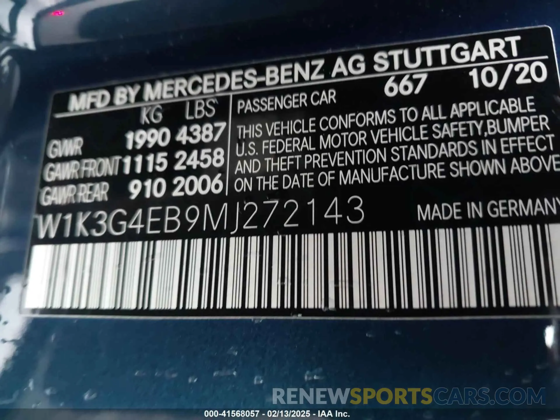 9 Photograph of a damaged car W1K3G4EB9MJ272143 MERCEDES-BENZ A 220 2021