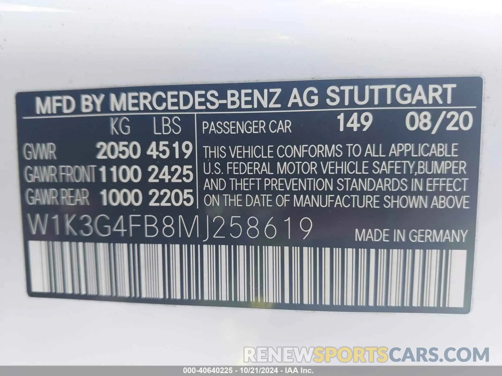 9 Photograph of a damaged car W1K3G4FB8MJ258619 MERCEDES-BENZ A 220 2021