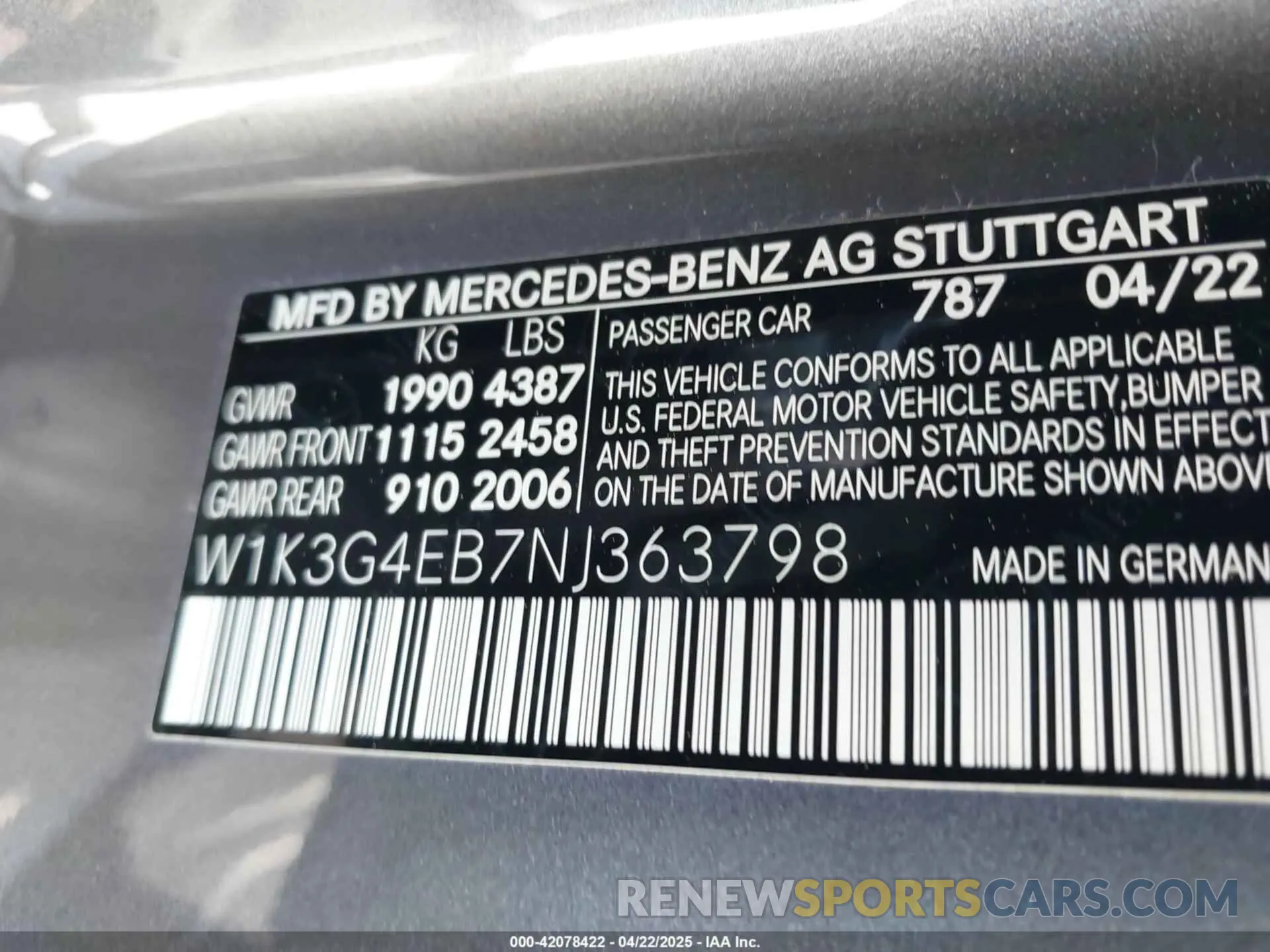 9 Photograph of a damaged car W1K3G4EB7NJ363798 MERCEDES-BENZ A 220 2022