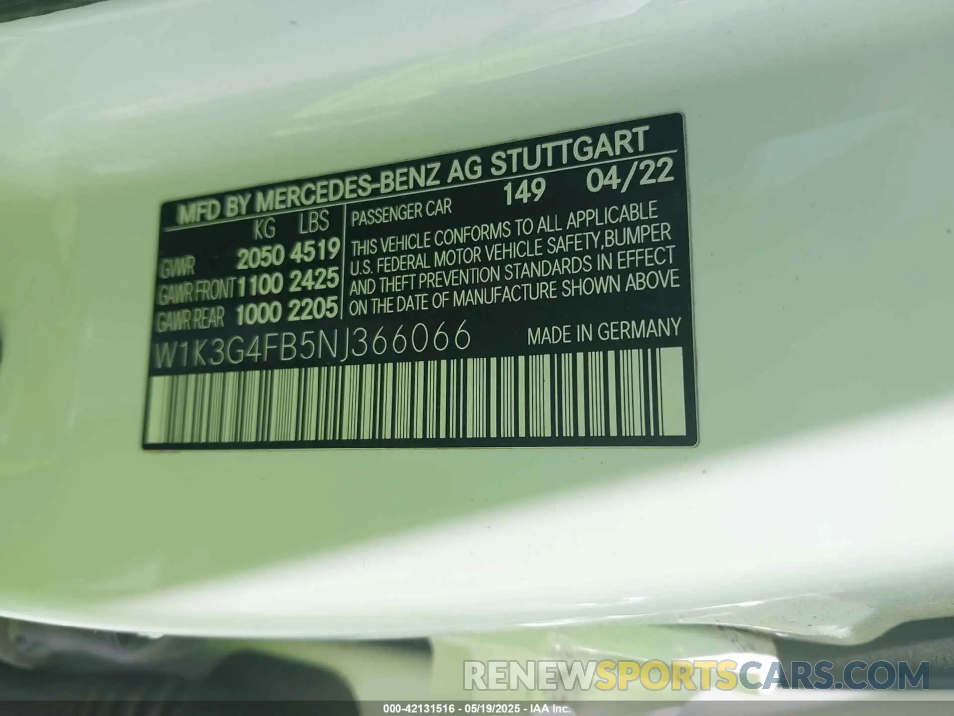 9 Photograph of a damaged car W1K3G4FB5NJ366066 MERCEDES-BENZ A 220 2022