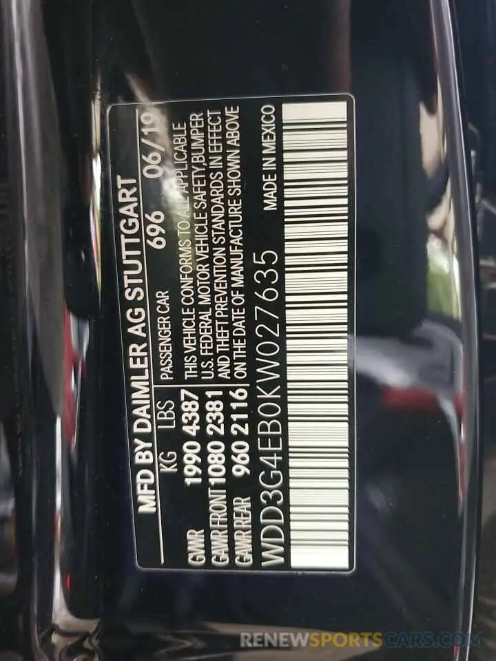 12 Photograph of a damaged car WDD3G4EB0KW027635 MERCEDES-BENZ A-CLASS 2019