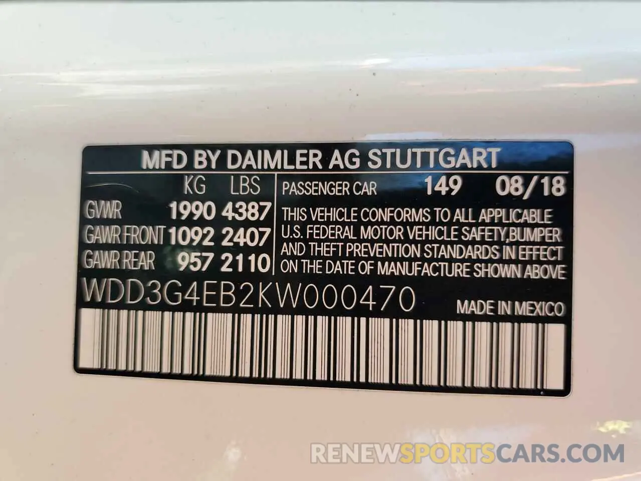 15 Photograph of a damaged car WDD3G4EB2KW000470 MERCEDES-BENZ A-CLASS 2019