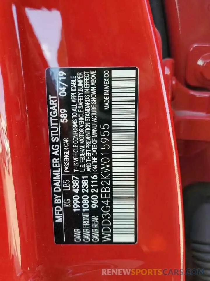 12 Photograph of a damaged car WDD3G4EB2KW015955 MERCEDES-BENZ A-CLASS 2019