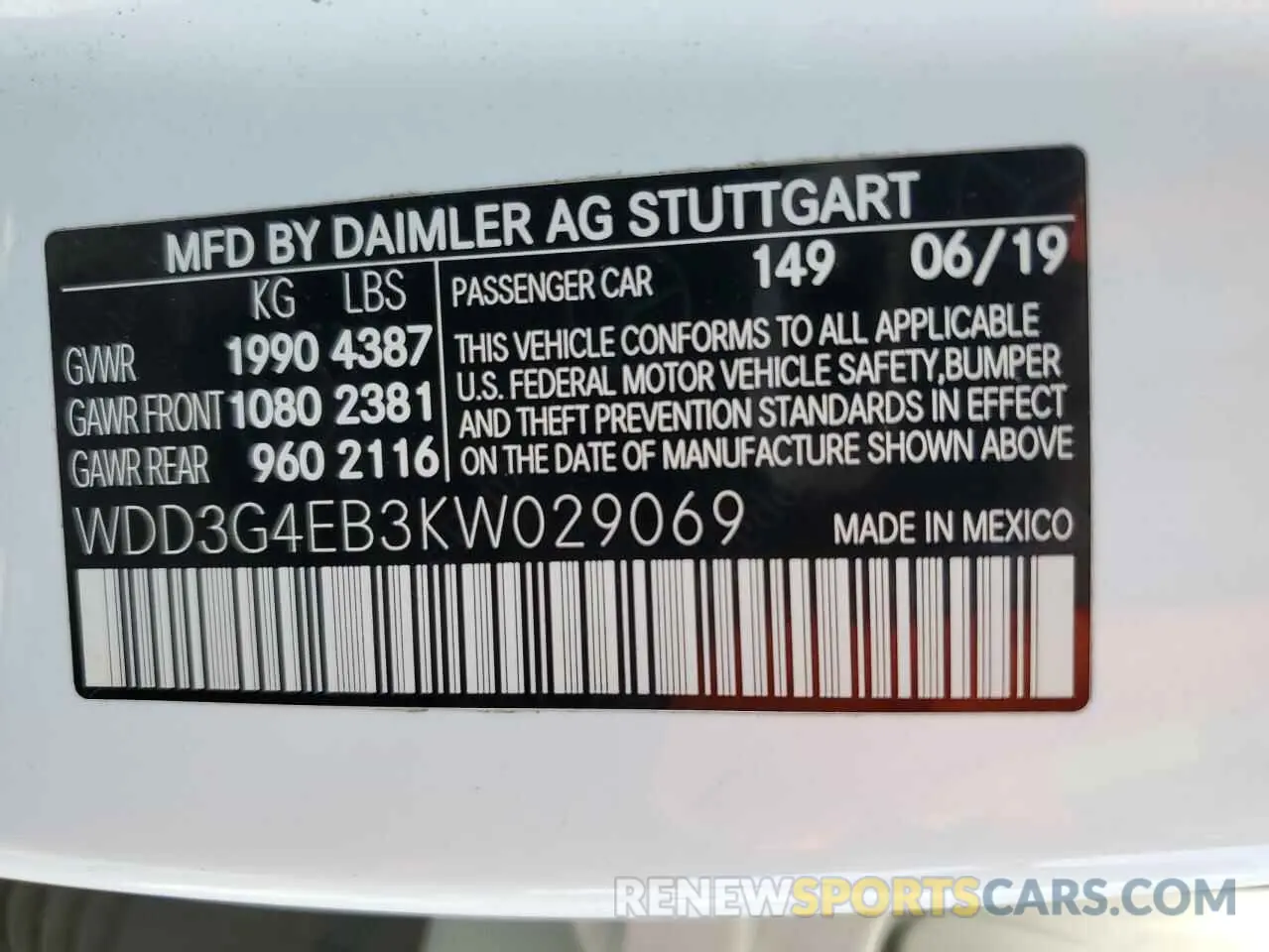 12 Photograph of a damaged car WDD3G4EB3KW029069 MERCEDES-BENZ A-CLASS 2019
