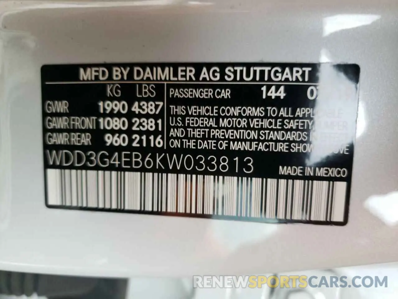 10 Photograph of a damaged car WDD3G4EB6KW033813 MERCEDES-BENZ A-CLASS 2019