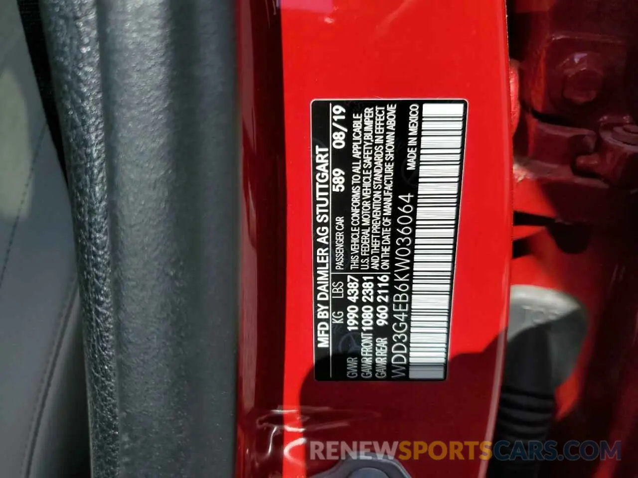 12 Photograph of a damaged car WDD3G4EB6KW036064 MERCEDES-BENZ A-CLASS 2019