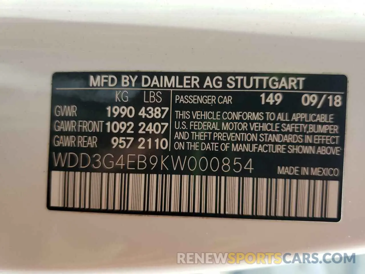 12 Photograph of a damaged car WDD3G4EB9KW000854 MERCEDES-BENZ A-CLASS 2019