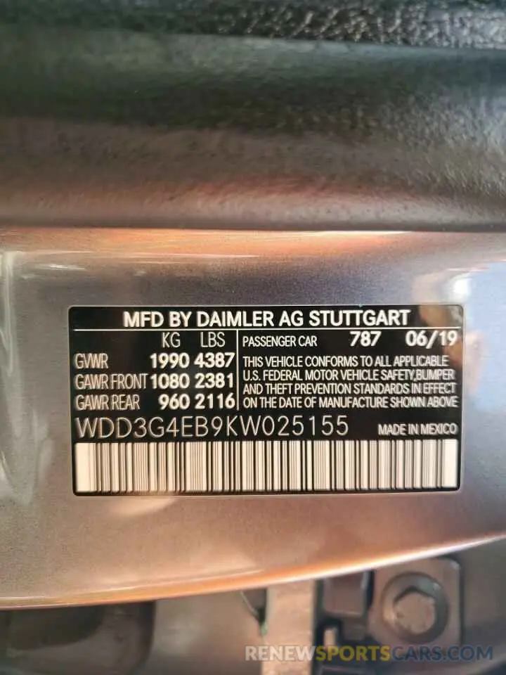 13 Photograph of a damaged car WDD3G4EB9KW025155 MERCEDES-BENZ A-CLASS 2019
