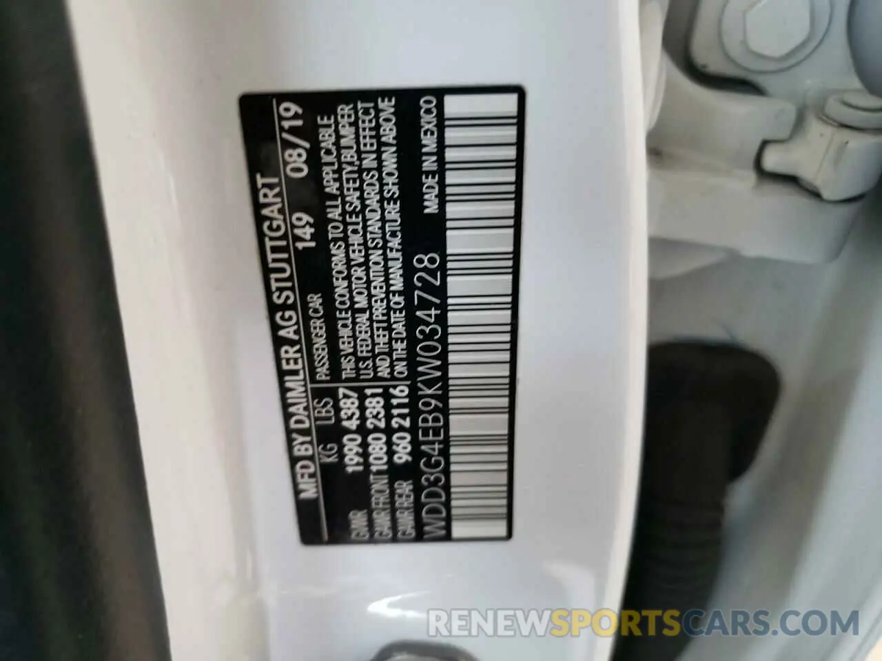 12 Photograph of a damaged car WDD3G4EB9KW034728 MERCEDES-BENZ A-CLASS 2019
