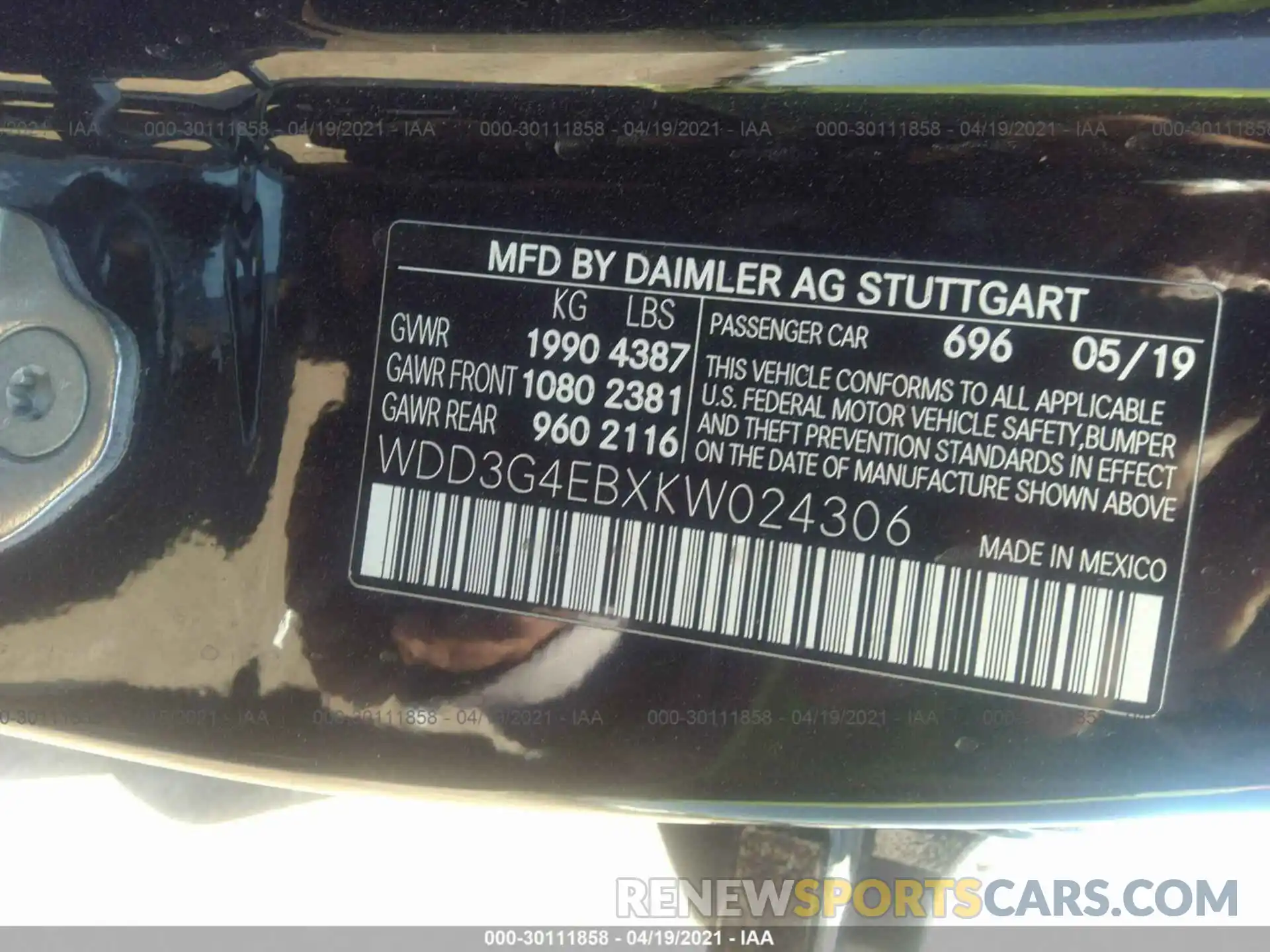 9 Photograph of a damaged car WDD3G4EBXKW024306 MERCEDES-BENZ A-CLASS 2019