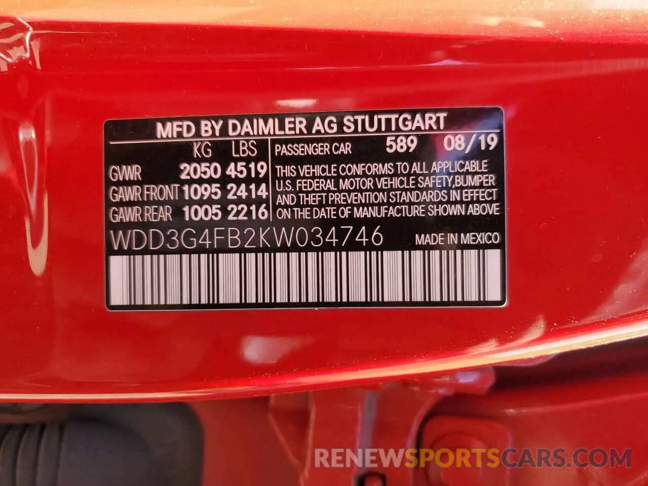 12 Photograph of a damaged car WDD3G4FB2KW034746 MERCEDES-BENZ A-CLASS 2019