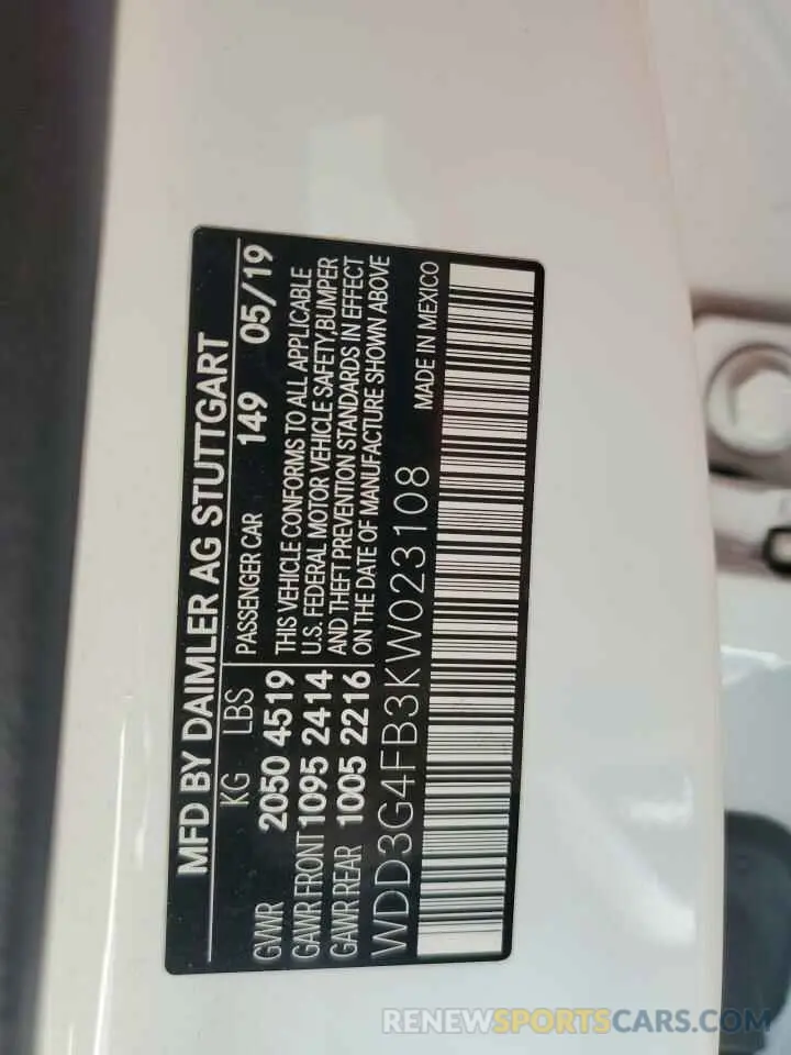 13 Photograph of a damaged car WDD3G4FB3KW023108 MERCEDES-BENZ A-CLASS 2019