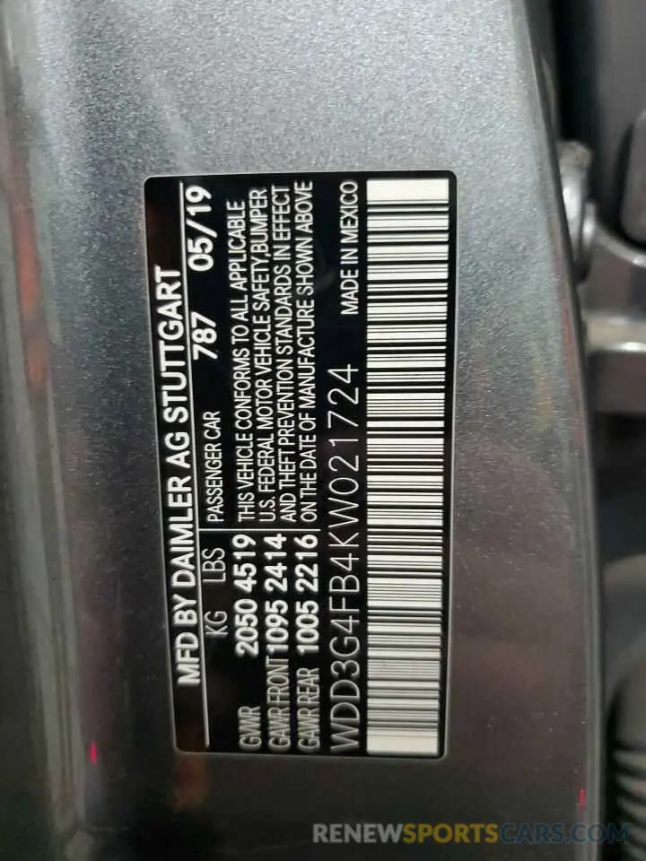 12 Photograph of a damaged car WDD3G4FB4KW021724 MERCEDES-BENZ A-CLASS 2019