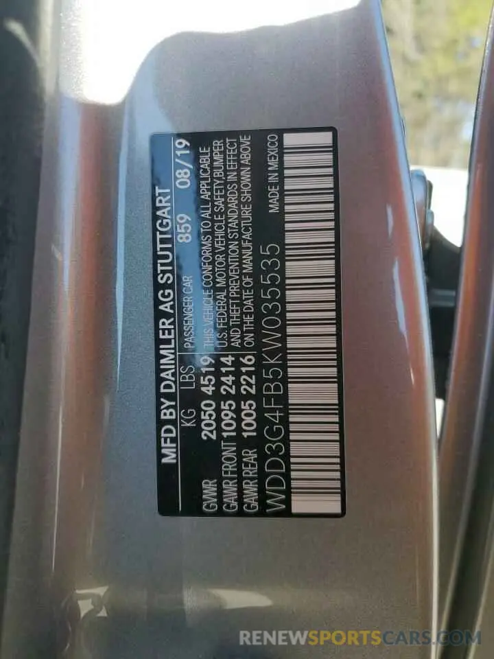 12 Photograph of a damaged car WDD3G4FB5KW035535 MERCEDES-BENZ A-CLASS 2019