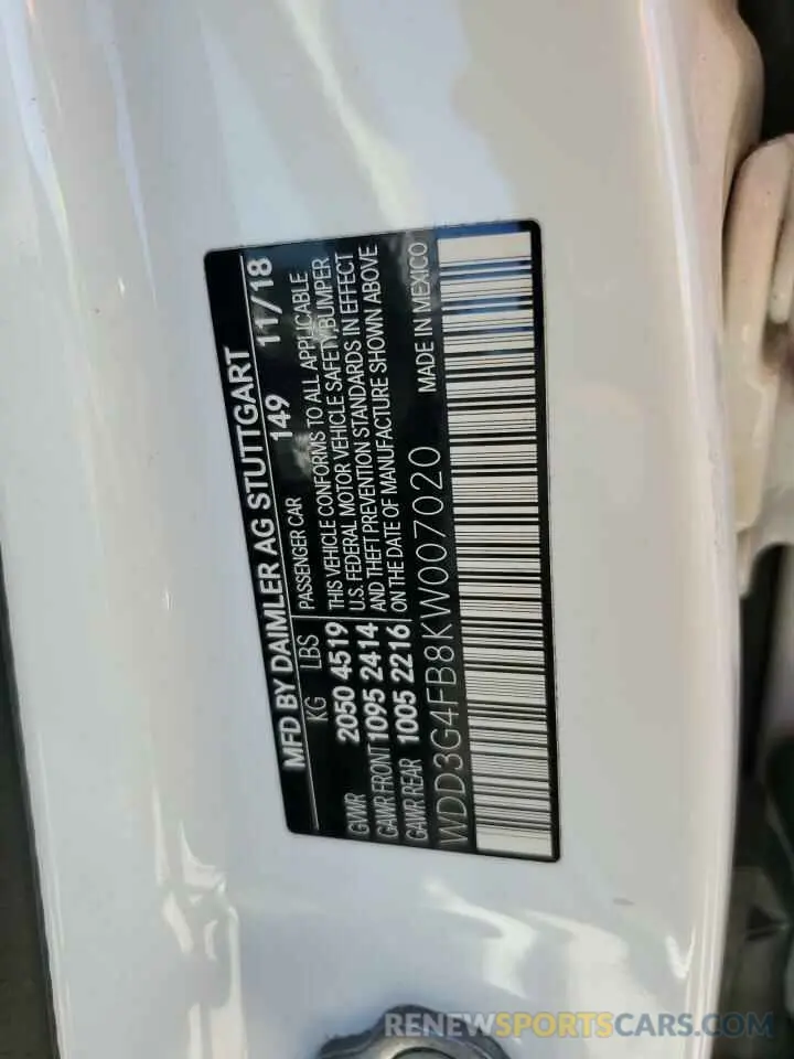 13 Photograph of a damaged car WDD3G4FB8KW007020 MERCEDES-BENZ A-CLASS 2019