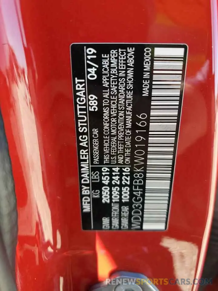 12 Photograph of a damaged car WDD3G4FB8KW019166 MERCEDES-BENZ A-CLASS 2019