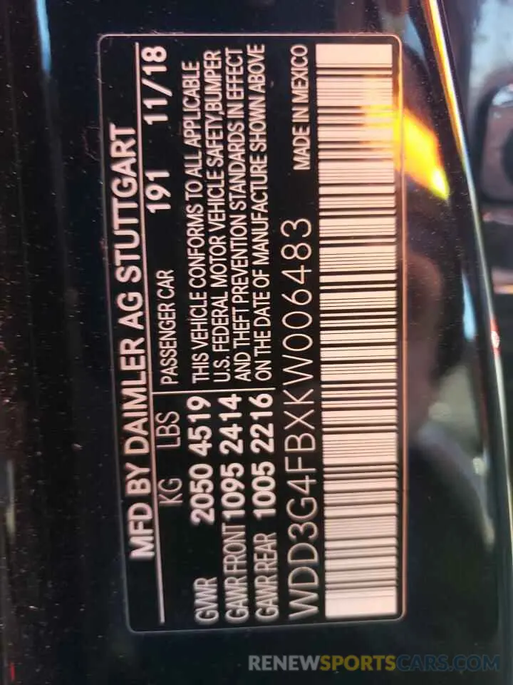 10 Photograph of a damaged car WDD3G4FBXKW006483 MERCEDES-BENZ A-CLASS 2019