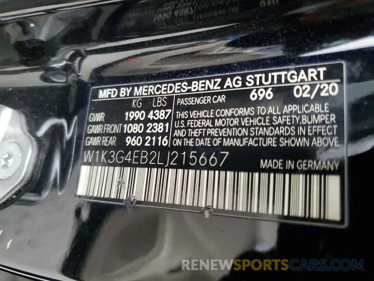 12 Photograph of a damaged car W1K3G4EB2LJ215667 MERCEDES-BENZ A-CLASS 2020