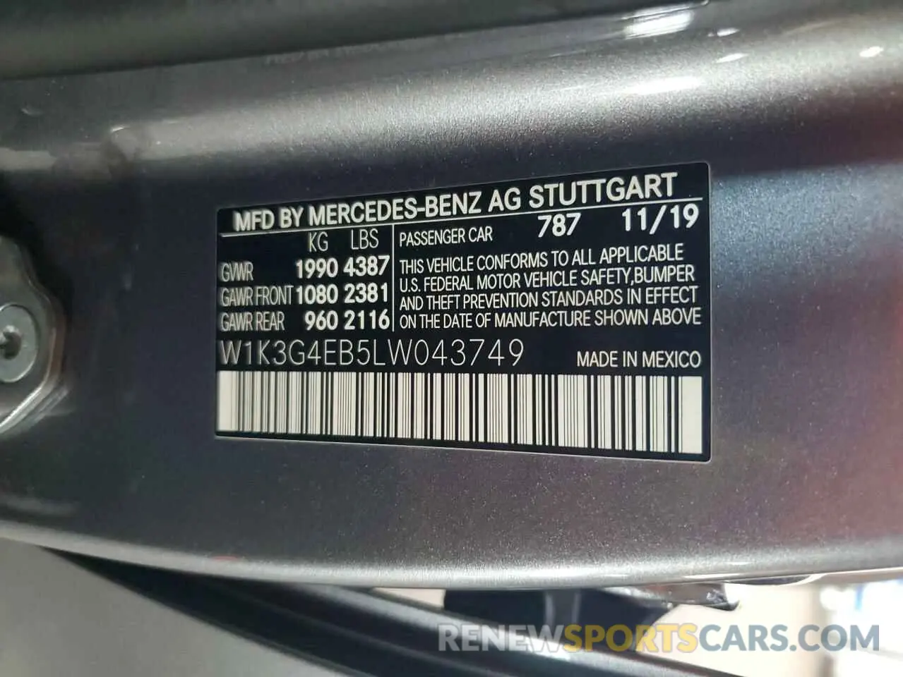 12 Photograph of a damaged car W1K3G4EB5LW043749 MERCEDES-BENZ A-CLASS 2020
