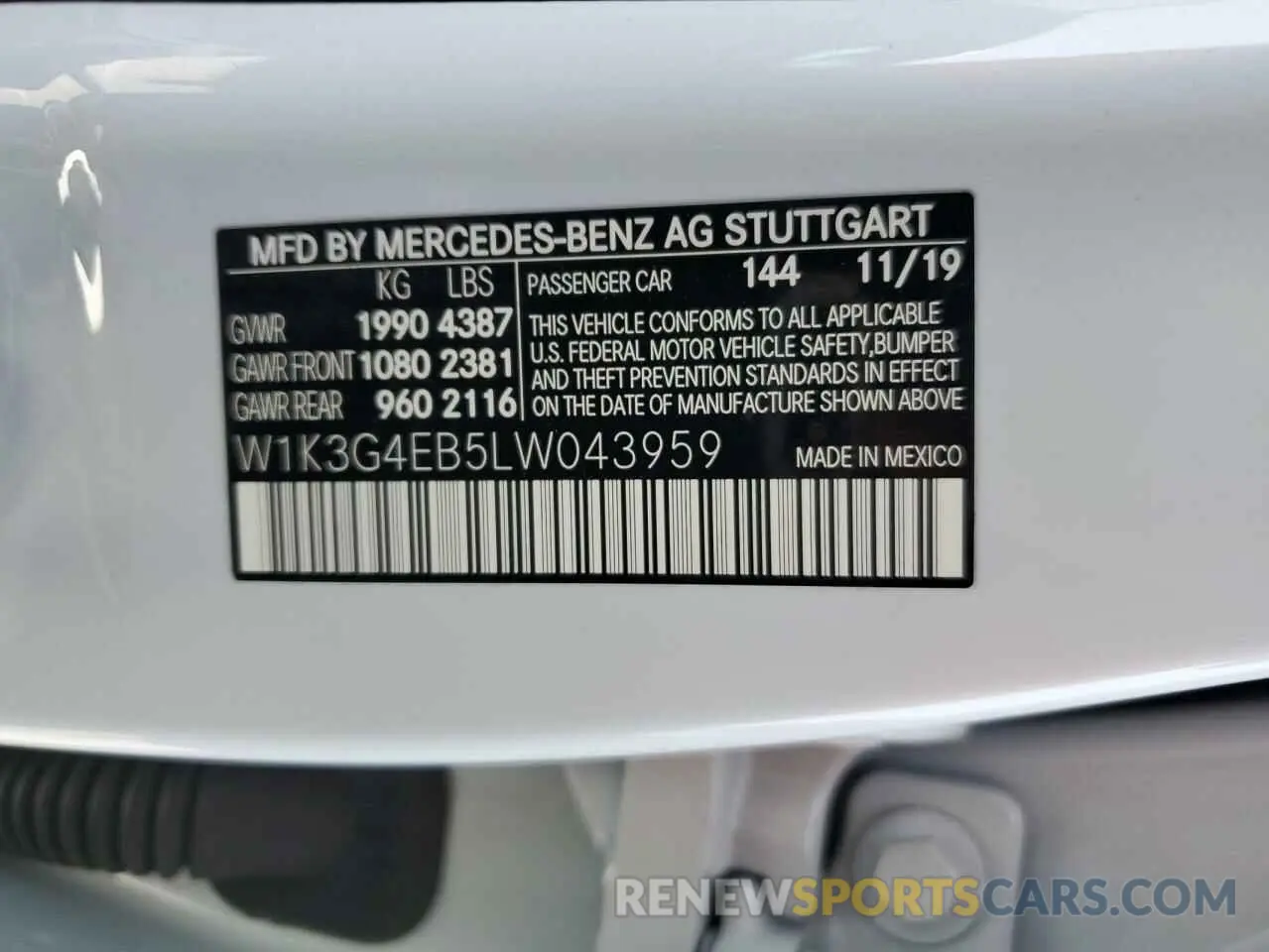 13 Photograph of a damaged car W1K3G4EB5LW043959 MERCEDES-BENZ A-CLASS 2020
