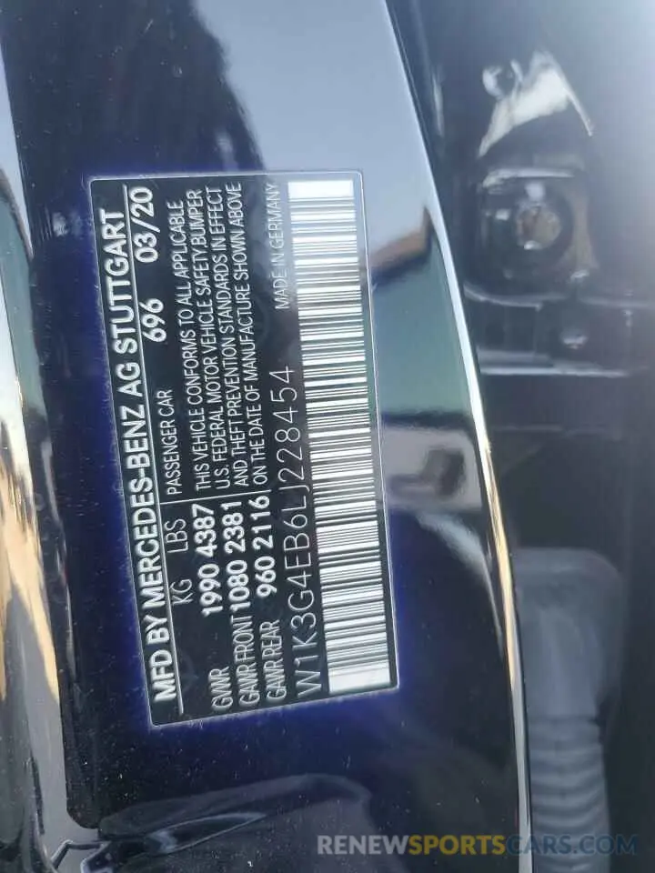 12 Photograph of a damaged car W1K3G4EB6LJ228454 MERCEDES-BENZ A-CLASS 2020
