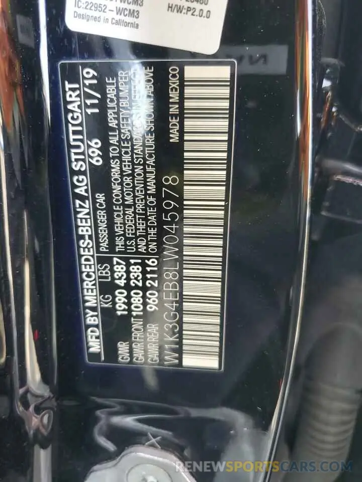 12 Photograph of a damaged car W1K3G4EB8LW045978 MERCEDES-BENZ A-CLASS 2020