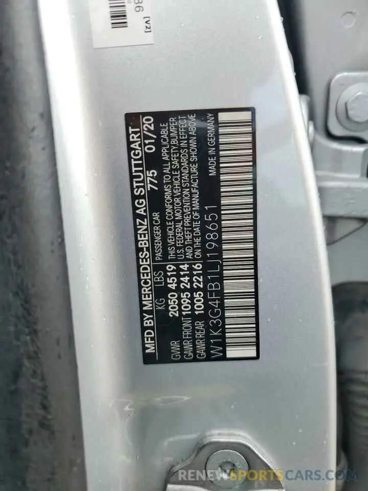 13 Photograph of a damaged car W1K3G4FB1LJ198651 MERCEDES-BENZ A-CLASS 2020