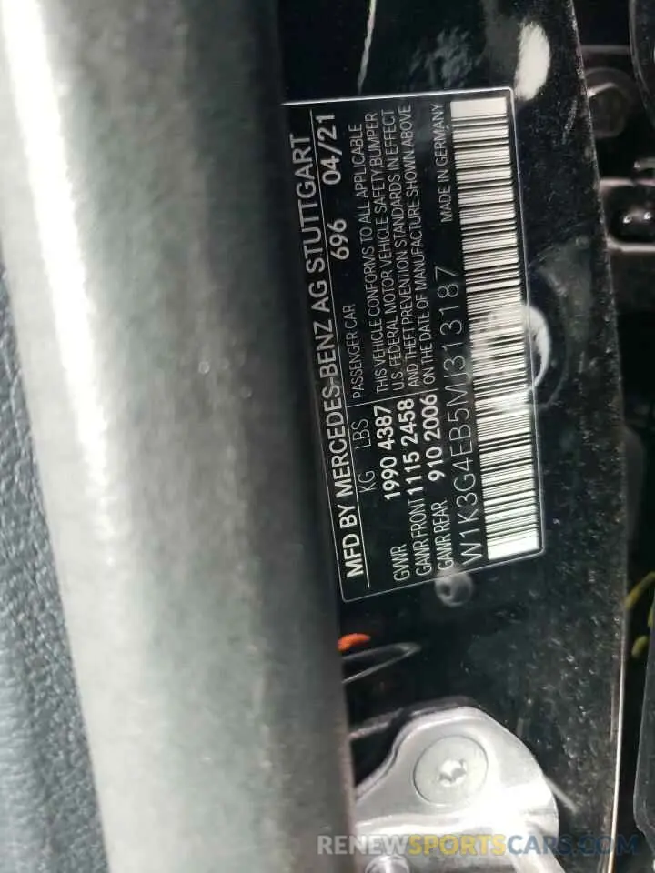 12 Photograph of a damaged car W1K3G4EB5MJ313187 MERCEDES-BENZ A-CLASS 2021