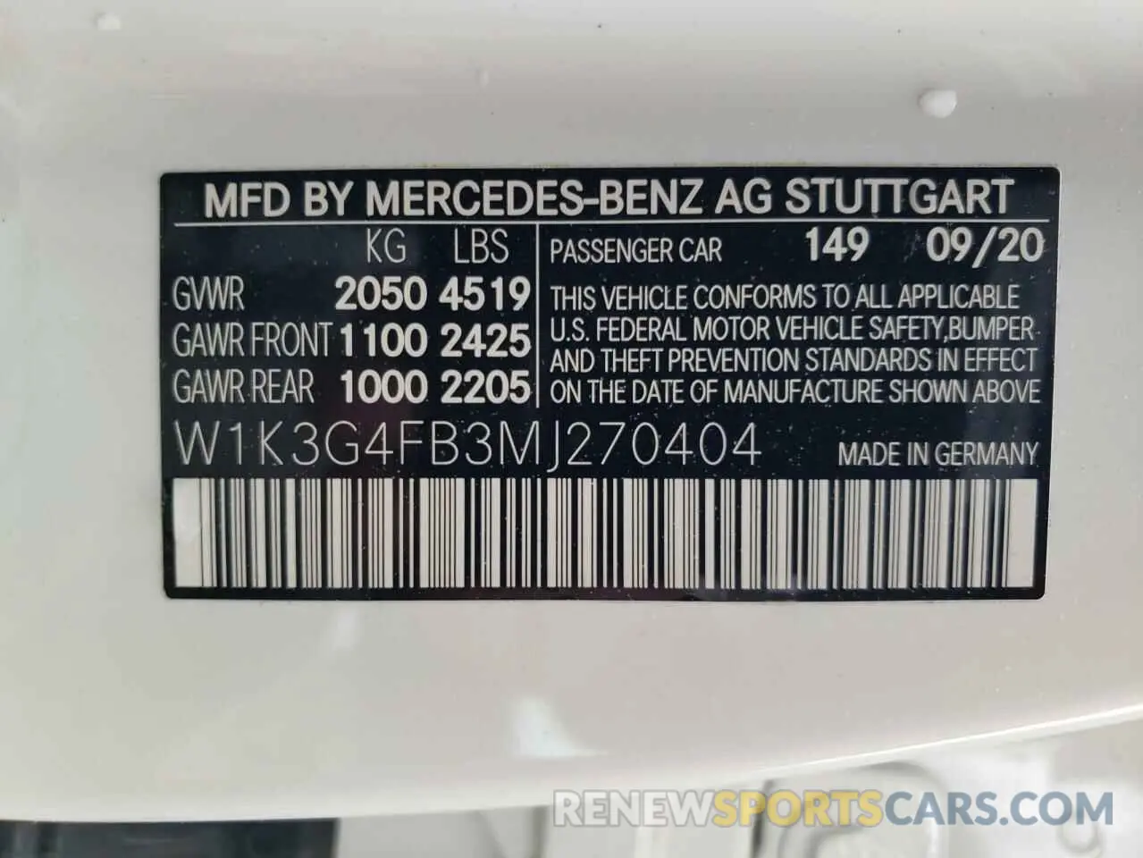 12 Photograph of a damaged car W1K3G4FB3MJ270404 MERCEDES-BENZ A-CLASS 2021