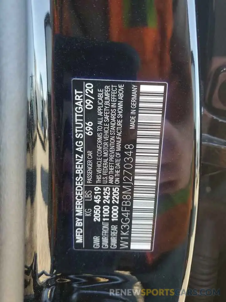 12 Photograph of a damaged car W1K3G4FB8MJ270348 MERCEDES-BENZ A-CLASS 2021