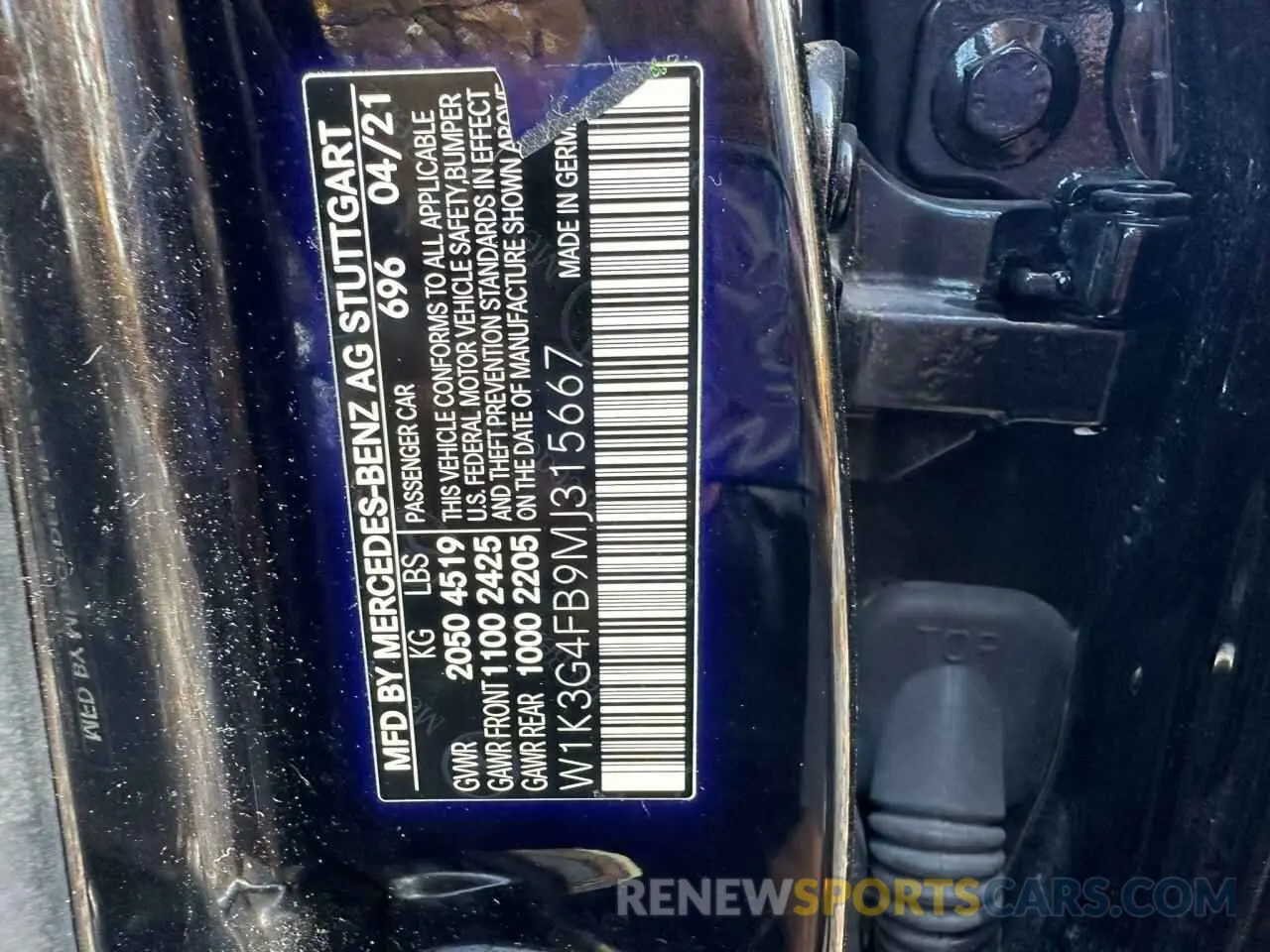 10 Photograph of a damaged car W1K3G4FB9MJ315667 MERCEDES-BENZ A-CLASS 2021
