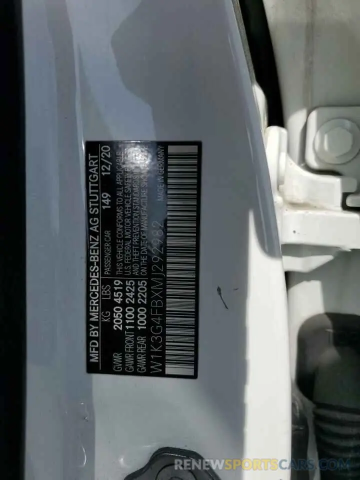 12 Photograph of a damaged car W1K3G4FBXMJ292982 MERCEDES-BENZ A-CLASS 2021