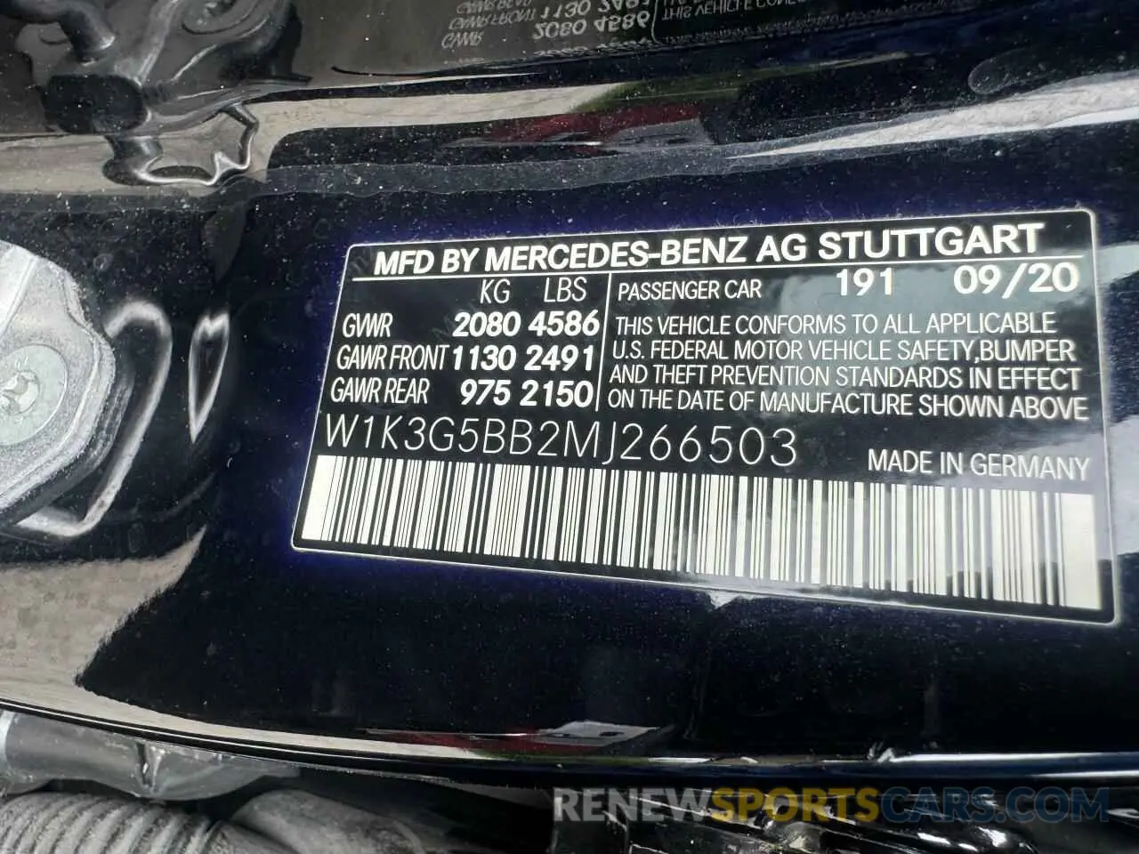 10 Photograph of a damaged car W1K3G5BB2MJ266503 MERCEDES-BENZ A-CLASS 2021