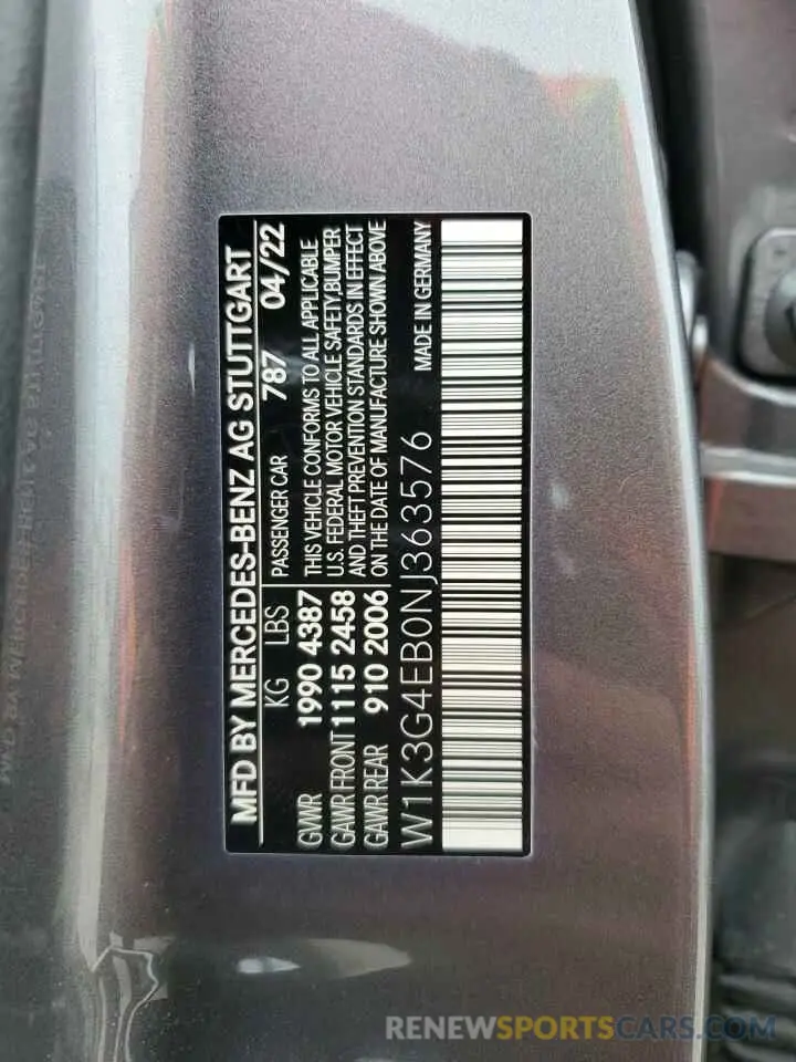 12 Photograph of a damaged car W1K3G4EB0NJ363576 MERCEDES-BENZ A-CLASS 2022