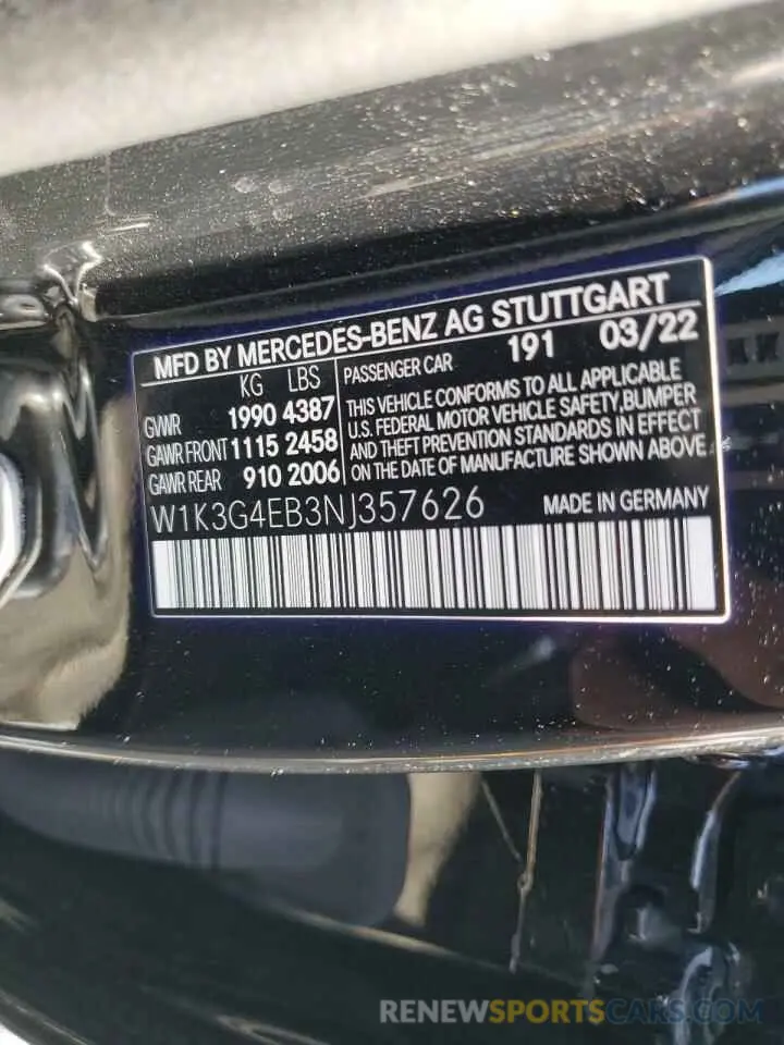 12 Photograph of a damaged car W1K3G4EB3NJ357626 MERCEDES-BENZ A-CLASS 2022