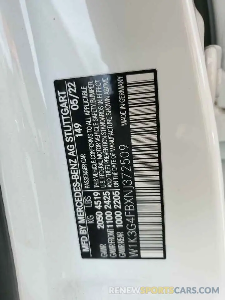12 Photograph of a damaged car W1K3G4FBXNJ372509 MERCEDES-BENZ A-CLASS 2022