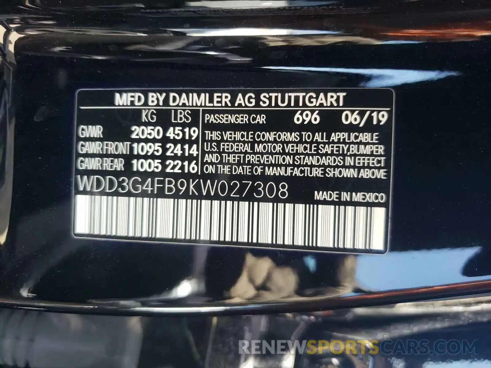 10 Photograph of a damaged car WDD3G4FB9KW027308 MERCEDES-BENZ ALL OTHER 2019